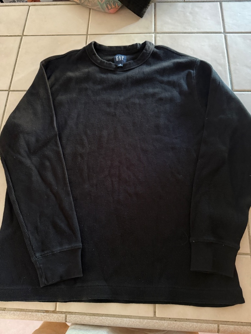 GAP Men’s Black Waffle Crewneck Sweater